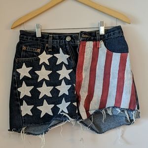 American Flag Jean Shorts